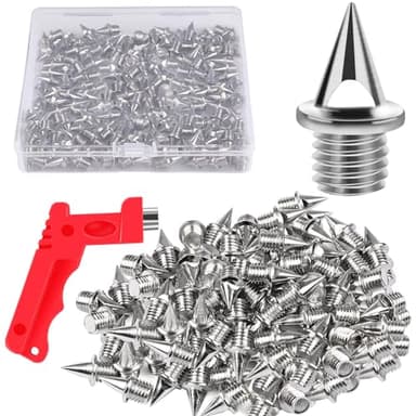 JULMELON 120PCS 1/4in Stainless Steel Track & Cross Country Spikes for Golf, Sprint Sports, Short Running Track Shoes - Includes Spike Wrench