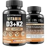 VITBOOST Vitamin D3 K2 Complex - Easy to Swallow - Vitamin D (D3) 5000 IU (125 mcg) & K2(MK-7) 90 mcg | Non-GMO | Gluten-Free | USA Made | 120 Capsules