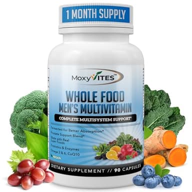 Methylated Mens Multivitamins - Daily Mens Vitamins with 44 Organic Whole Food - Multivitamin for Men with Iron & Fermented Nutrients - Vegan Daily Vitamin for Men with B-Complex, Probiotics, Omegas