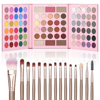 UCANBE 86 Colors Makeup Palette with 15PCS Brushes Set, Matte Glitter Eyeshadow, Highlighter, Blush & Contour All in One – Vibrant, Neutral & Smoky Shades – Valentine’s & Birthday Holiday Gift Set