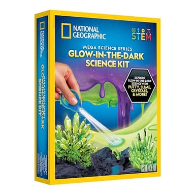 NATIONAL GEOGRAPHIC Mega Science Kit - Glow in The Dark Lab with Crystal Growing Kit, Slime Making, Glowing Putty, and More Science Experiments, Slime Kit for Boys and Girls (Amazon Exclusive)