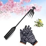 BBKFCM Dritnow Weeding Tool Uprooting Weed Puller Tool with Long Handle Portable 4 Teeth Steel Hand Weeder Weed Remover Garden Standing for Backyard Farm Manual Weeders (S: 11.8 in)