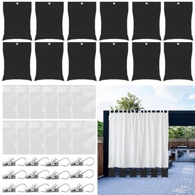 12 Pack Outdoor Curtain Weights, 24oz Large Capacity Curtain Weights Bags Drapery Bottom Weighted Sandbag Bags with Sealed Bags & Clips for Drapes Pergola Cabana Gazebo Garden Yard