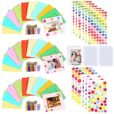 JOYZO 2x3 Picture Wall Hanging Ornament Frames 30pcs, for Instax Mini 12 11 9 8 7s 41 50 SE EVO Camera Film Display Kit, fits for Polaroid Photo Holder with Sleeves and Craft Stickers