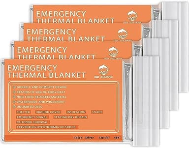 QIO CHUANG Emergency Mylar Thermal Blankets -Space Blanket Survival kit Camping Blanket (4-Pack)