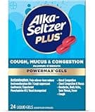Alka-Seltzer Plus Maximum Strength Cough, Mucus & Congestion Powermax Liquid Gels, Fast and Effective Chest Congestion Relief, Cough Suppressant, For Adults and Children 12 Years and Older 24 Count