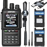Airiton DM-168 DMR Radio DMR & Analog Handheld Ham Radio Dual Band with Noise Reduction Walkie Talkies 10K Talk Groups, 2 Batteries, 3 Antennas, USB-C Charging & Programming for Hunting Team Work