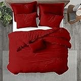 Kotton Culture Twin Duvet Cover 3 Piece 100% Egyptian Cotton with Zipper & Corner Ties Breathable All Season 600 Thread Count Soft Sateen Weave (Twin/Twin XL, Blood Red)