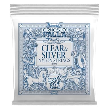 Ernie Ball Ernesto Palla Clear & Silver Tie-On Classical Guitar Strings, 28-42 Gauge (P02403)
