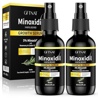 5% Minoxidil Spray for Men and Women Hair Loss Solution with Biotin and Rosemary Hair Growth Serum (Glass Bottle), Extra Strength 5 Percent Minoxidil for Thicker Fuller Hair Regrowth Treatments