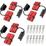 Frienda 6 Pieces 2-4 Gauge 175A Battery Quick Connector 12-36V Disconnect Wire Harness Plug Kit Battery Quick Connector Disconnect Plug for Motor Winch Trailer(Red)