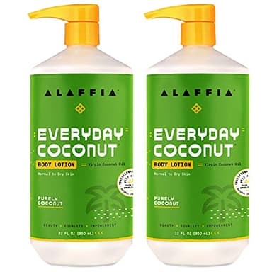 Alaffia Everyday Coconut Hydrating Body Lotion, Normal to Dry Skin, Moisturizing Oil is Support for Soft & Supple Skin, Purely Coconut, 2 Pack - 32 Fl Oz Ea