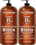 New York Biology Biotin Shampoo and Conditioner Set for Hair Growth and Thinning Hair - Thickening Formula for Hair Loss Treatment - For Men & Women - Anti Dandruff - 16.9 Fl Oz