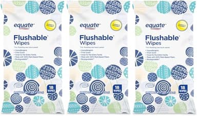 Equate Fresh Scent Flushable Wipes 18 ct "3-PACK"