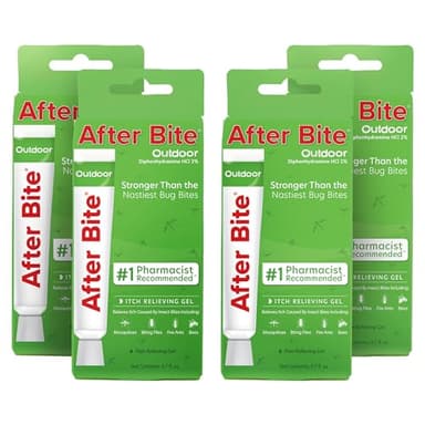 After Bite Outdoor Formula - Itch Relief with Diphenhydramine HCl - Ideal for Mosquito & Fire Ant Bites, Bees & More - Portable Gel Formula - 0.7 oz (4 Pack)