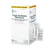 Globe (144 Pack) Triple Antibiotic Ointment 0.9g Single Packet, First Aid Kit for Minor Scratches, Wounds, Cuts and Burns, Prevents Infection Active Ingredients Compare to Leading Brand, Travel Size