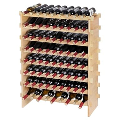 VEVOR 8-Tier 72 Bottles Stackable Modular Wine Rack, Freestanding Wines Holder Display Shelf, Solid Bamboo Wood Storage Racks, Wobble-Free Shelves for Kitchens, Dining Rooms, Cellars, Natural Color