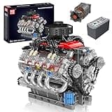Mould King 10171 V8 Engine Building Blocks Sets, V8 Engine Model kit That Run, Build Your Own STEM Model Engine, 8-Cylinder Car Engine Building Engineering Toys for Kids/Adults Collections(487+PCS)