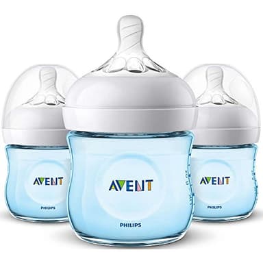 Philips AVENT Natural Baby Bottle, SCF010/39, Blue, 4 Ounce (Pack of 3)