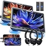 GOnavidio 10.1" Dual Car DVD Players for Kids with HDMI Input 2 Headphones Mounting Bracket, Support Same/Different DVD Playing, Last Memory, Region Free, USB SD Card, No Battery(2 DVD Players)