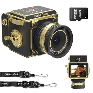 Vintage Digital Camera - Retro Portable Point and Shoot Decorative Design Camera - Compact Autofocus Small Camera 2.7K Video 56MP for Beginners Kids Teens