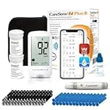 CareSens N Plus Bluetooth Blood Glucose Monitor Kit - 100 Test Strips, Lancets, Meter, Lancing Device, Travel Case, Control Solution