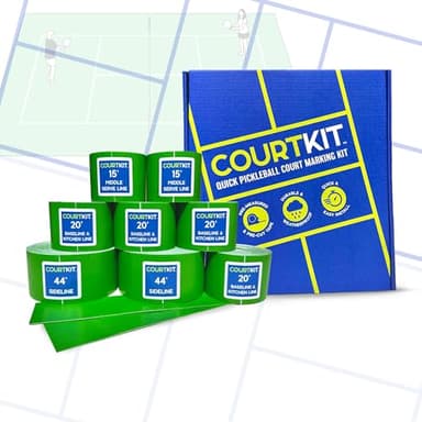 Pickleball Court Marking Kit | Pre-Measured, Pre-Cut, Ready-to-Apply Pickleball Court Tape Lines for Indoor, Outdoor, Waterproof, Easy Setup, No Residue, Temporary, Permanent, Floor Markers