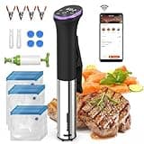 Hobsir Sous Vide Cooker Kit, 1100W Sous Vide Machine with 30 Seal Bags, Vacuum Pump, Magnets, LED, Wifi App Control, Silence Stainless Steel Immersion Circulator Slow Cooking Machine Sous-vide Kit