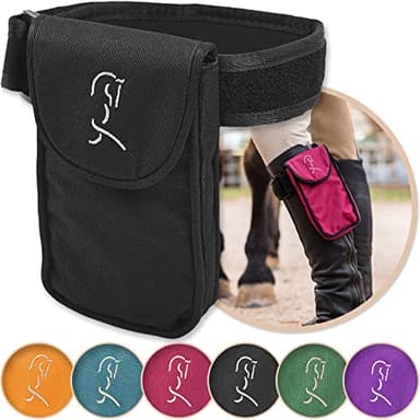 Woofhoof Equestrian Cell Phone Holder, XXL Black On The Calf/Leg Band Holster - Perfect Horse Accessories, Universal Fit, Padded Strap, Magnetic Closure, Made of Durable Nylon, Machine Washable