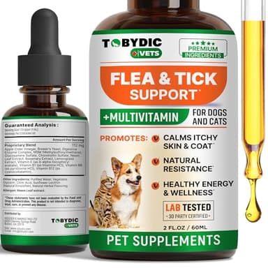 Flea & Tick Prevention Support - Oral Flea Natural Control & Treatment for Dogs and Cats - Herbal Medicine for Small and Large Dogs with Multivitamin Pet Supplement Made in USA