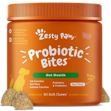 Zesty Paws Probiotics for Dogs - Probiotics for Gut Flora, Digestive Health, Occasional Diarrhea & Bowel Support - Clinically Studied DE111 - Functional Dog Supplement Soft Chew for Pet Immune System