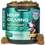 Calming Chews for Dogs, Anxiety Relief - Canine Hemp Calming Chews - Vet Visits, Storms, Fireworks, Travel, Separation, Grooming Soft Treats - Valerian Root, L-Theanine, Hemp Seed Oil, Turmeric