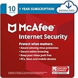 McAfee Internet Security | 10 Device | Antivirus Software | Password Manager | Windows/Mac/Android/iOS | 1 Year Subscription | Download Code