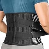 FREETOO Back Braces for Lower Back Pain Relief with 6 Stays, Breathable Back Support Belt for Men/Women for work , Anti-skid lumbar support belt with 16-hole Mesh for sciatica(M)