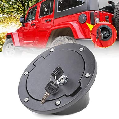 Fuel Door Cover JeCar Locking Gas Cap Cover for 2007-2018 Jeep Wrangler JK & Unlimited