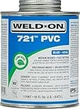 WELD-ON 10162 721 PVC Medium-Bodied High Strength Solvent Cement - Fast-Setting and Low-VOC, Blue, 1 Pint (16 fl oz)