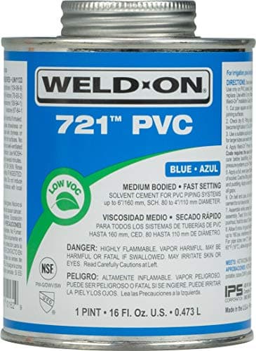 Weld-ON 10162 721 PVC Medium-Bodied High Strength Solvent Cement - Fast-Setting and Low-VOC, Blue, 1 Pint (16 fl oz)