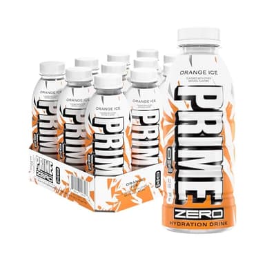 PRIME ZERO ORANGE ICE, Sugar Free Sports Drinks, Electrolyte Enhanced to Replenish Fluids, B Vitamins, Antioxidants, Low Calorie, Made with Natural Flavors, 16.9 Fl Oz 12 Pack