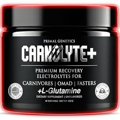 PRIMAL GENETICS CARNOLYTE+ Carnivore Electrolytes Powder Unflavored – Fasting Salts - Cellular Hydration, Gut Support & Muscle Preservation – Zero Sugar, Carb Free Keto Electrolytes – 45 Day Supply