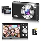 Digital Camera, 4K Vlogging Camera for YouTube Autofocus 48MP UHD Cameras for Photography with Anti-Shake, 16X Digital Zoom Point and Shoot Digital Camera with 32GB Card for Teens Adult Beginner-Black