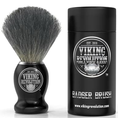 Viking Revolution Badger Hair Shaving Brush- Shave Brush for Wet Shave Using Shaving Cream & Soap- Best Shave of Your Life for Safety Razor, Double Edge Razor, Straight Razor or Shaving Razor