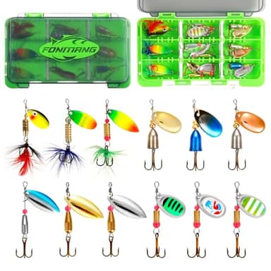 FONMANG Fishing Lure Spinners, 12pcs Spinner baits for Freshwater and Saltwater,2026 New Trout Fishing Lures Also for Bass Crappie Salmon Walleye