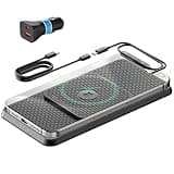 Wireless Car Charging Pad, Reestecqi Fast Wireless Car Charger Pad Non Slip Car Wireless Charger Mat 30cm Cable with 70cm Extension Cable Compatible with iPhone 16 Pro/15/14 AirPods Samsung Google