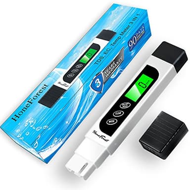 HoneForest TDS Meter, Digital Water Tester - Accurate and Reliable, Measures TDS, EC & Temperature (°F/°C), 0-9990ppm, Water Test Meter for Drinking Water, RO/DI System, Aquariums, etc​​