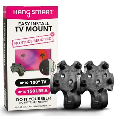 HangSmart TV® Wall Mount NO Stud - Original & Patented Easy Install, DIY for 19-100" TVs, Holds Up to 150LBS, Fits Most LED LCD Flat Screens & Monitors, Includes Hardware