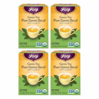Yogi Tea Pure Decaf Green Tea - 16 Bags per Pack (4 Packs) - Organic & Decaffeinated - Supports Overall Health & Provides Antioxidants