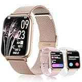 Loekneue Smartwatch for Women, 1.83” Fitness Watch with Blood Pressure, Calls/Messages, Female Cycle Tracking, Heart Rate & Sleep Monitor, IP68 Waterproof for Android & iPhone (Rose Gold)