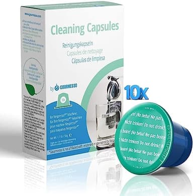 Gourmesso Nespresso Cleaning Pods - 10 Cleaning Capsules for Nespresso Original Machines. Cleaning Kit for Better Tasting Coffee!