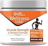 Life Extension Wellness Code® Muscle Strength & Restore Formula, Vitamin D3, ß-Hydroxy-ß-Methylbutyrate Monohydrate (HMB), Muscle Health, Gluten Free, Non-GMO, 94.2 g