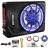 Znclces 2025 Upgraded 10" 1200W Slim Under Seat Powered Car Subwoofer, Car/Truck Audio Sub Built in Amplifier for Outstanding Heat Dissipation, Powerful Bass and Colorful LED Ambient Light
